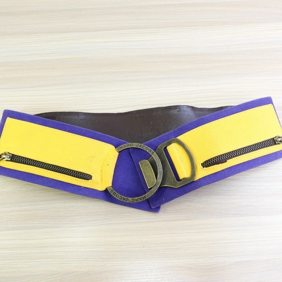 Colorblock Cinch Waist Belt Womens S MARC JACOBS‎ Blue Yellow Canvas Grunge Edgy main image 12